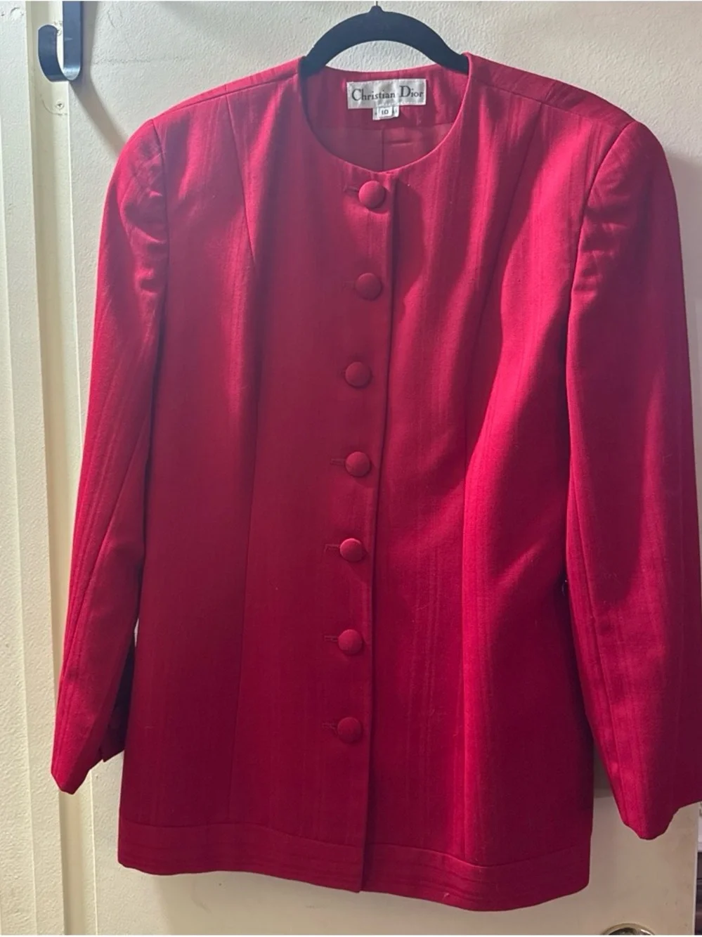 Dior Women’s Red Round-Neck Button Jacket